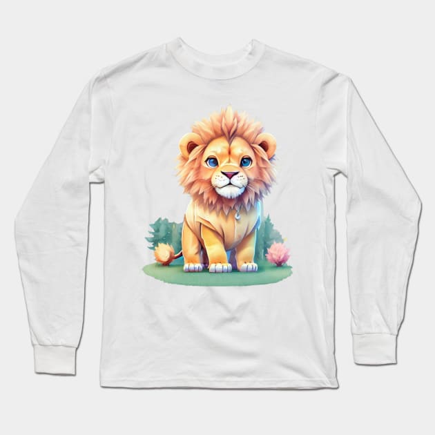 colorful cute lion Long Sleeve T-Shirt by A&A